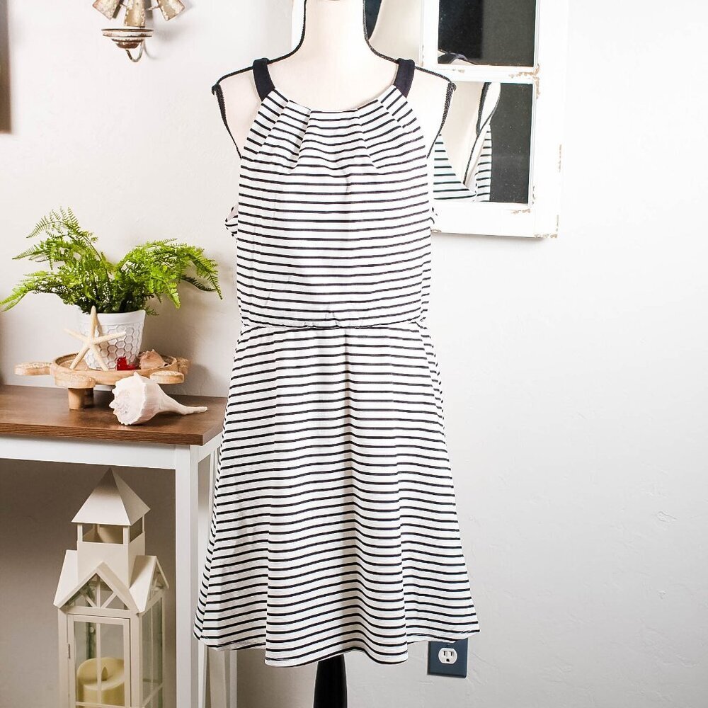 Kut from the Kloth Striped Halter Neck Fit & Flare Dress - Size 12 - Picture 2 of 7